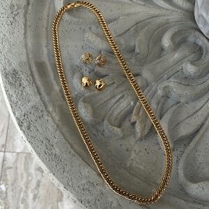 Vintage Monet Gold Necklace and Earring Set